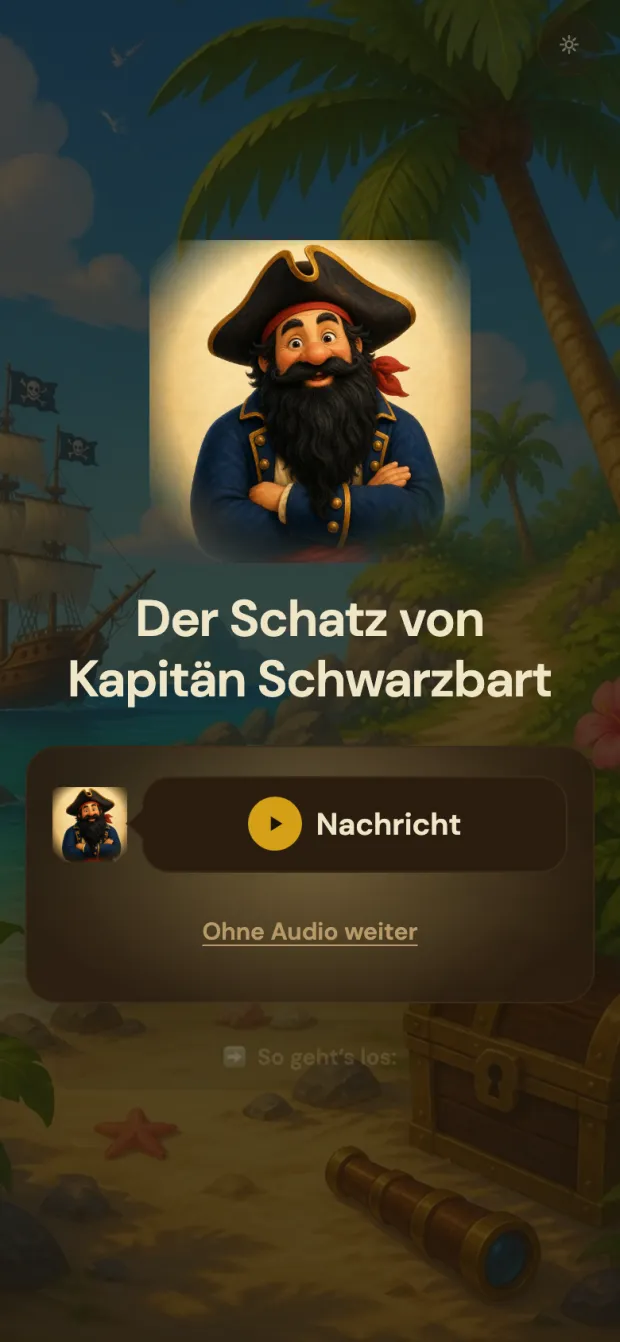 Startbildschirm mit dem Kapitän und dem Spieltitel