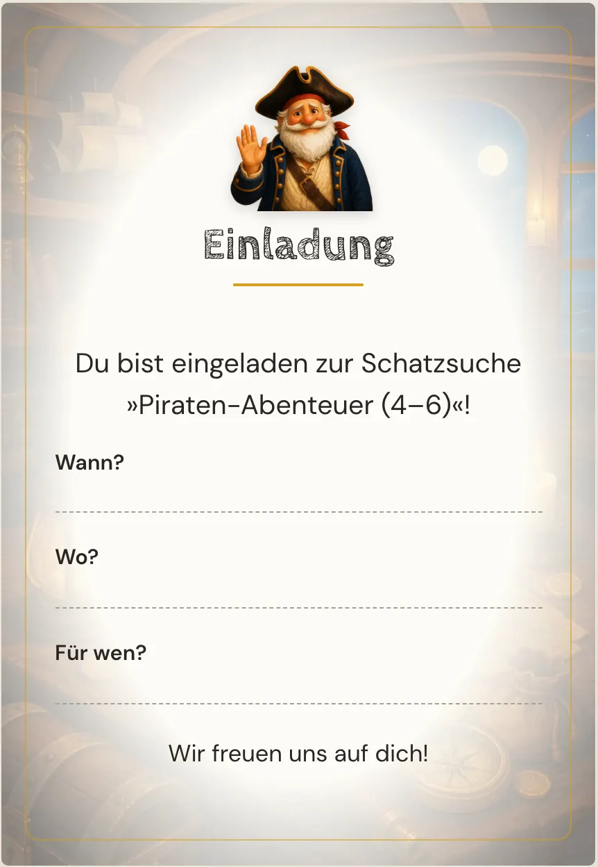 Beispiel einer gedruckten Einladung