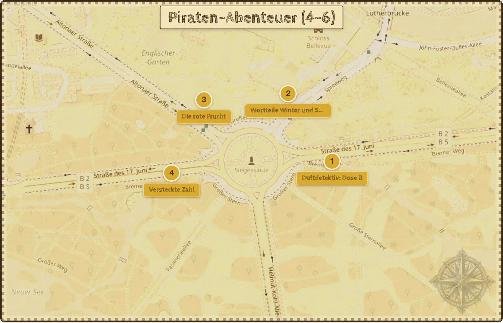 Beispiel einer gedruckten Schatzkarte