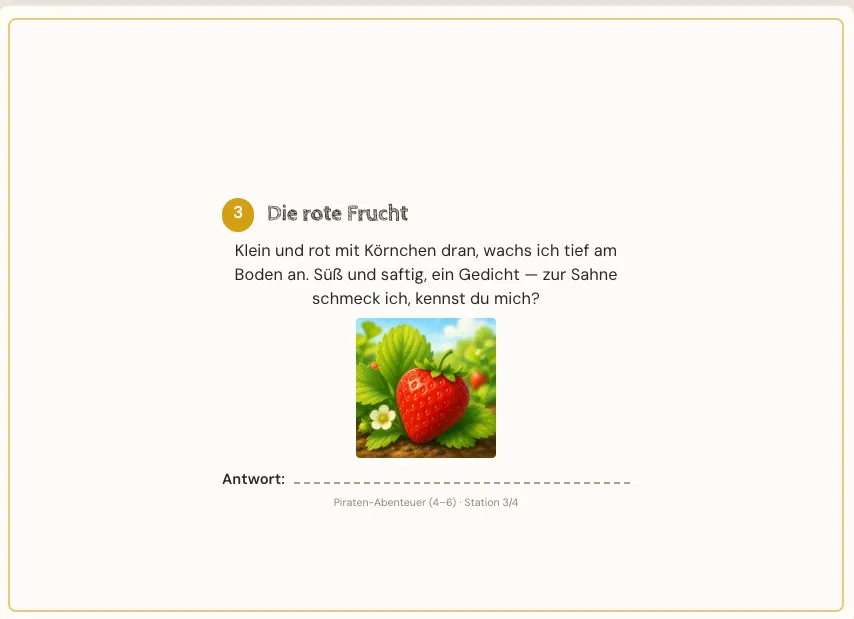 Beispiel einer gedruckten Stationskarte