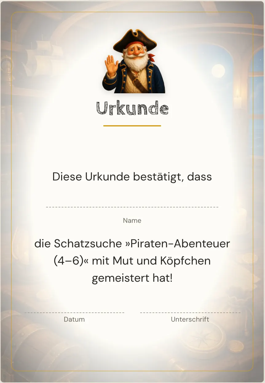 Beispiel einer gedruckten Urkunde